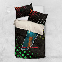 Lebanon Wild Cedar Forest Bedding Set with Leopard and National Map Design