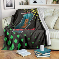 Lebanon Wild Cedar Forest Blanket with Leopard and National Map Design