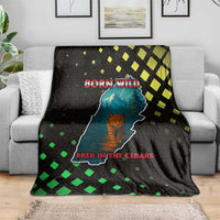 Lebanon Wild Cedar Forest Blanket with Leopard and National Map Design