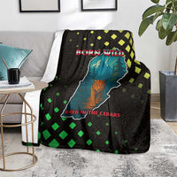 Lebanon Wild Cedar Forest Blanket with Leopard and National Map Design