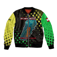 Lebanon Wild Cedar Forest Bomber Jacket with Leopard and National Map Design