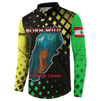 Lebanon Wild Cedar Forest Button Sweatshirt with Leopard and National Map Design