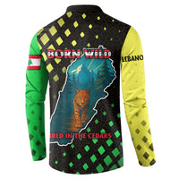 Lebanon Wild Cedar Forest Button Sweatshirt with Leopard and National Map Design