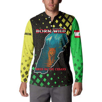 Lebanon Wild Cedar Forest Button Sweatshirt with Leopard and National Map Design