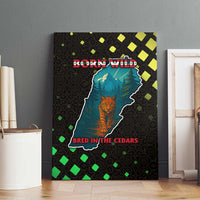 Lebanon Wild Cedar Forest Canvas Wall Art with Leopard and National Map Design