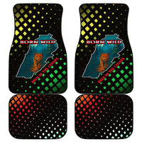 Lebanon Wild Cedar Forest Car Mats with Leopard and National Map Design