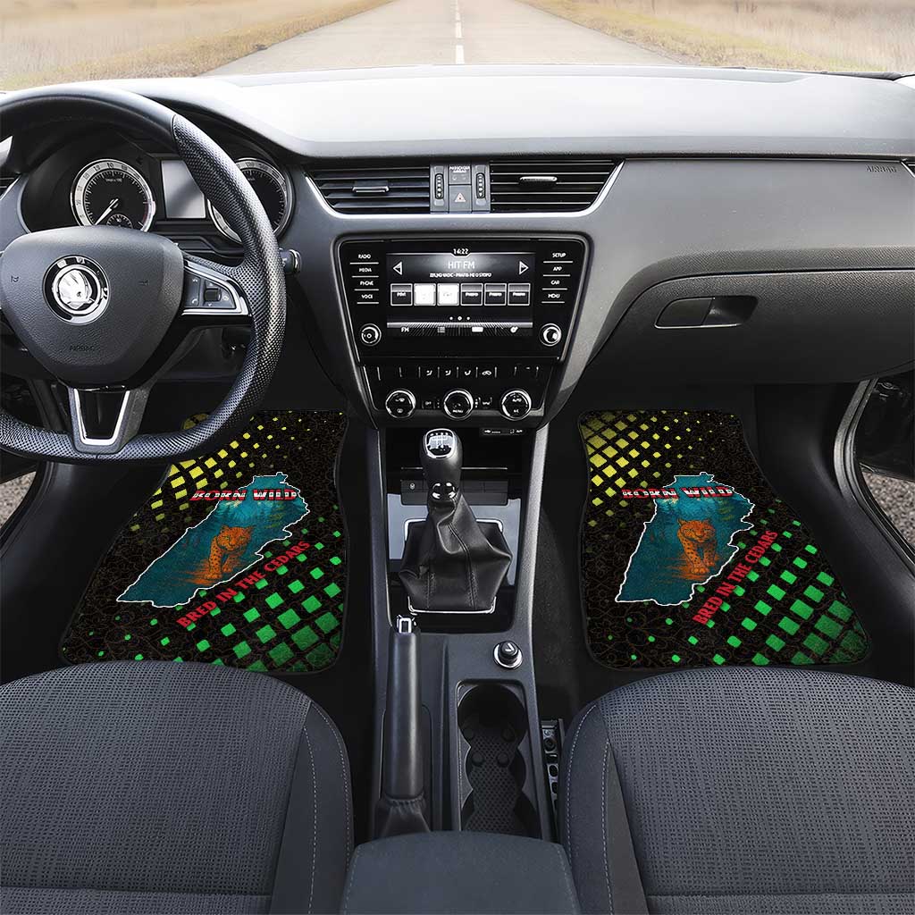 Lebanon Wild Cedar Forest Car Mats with Leopard and National Map Design