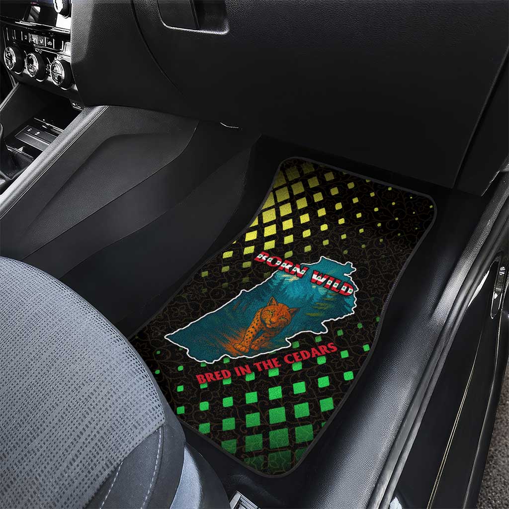 Lebanon Wild Cedar Forest Car Mats with Leopard and National Map Design