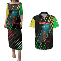 Lebanon Wild Cedar Forest Couples Matching Puletasi and Hawaiian Shirt with Leopard and National Map Design