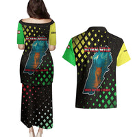 Lebanon Wild Cedar Forest Couples Matching Puletasi and Hawaiian Shirt with Leopard and National Map Design