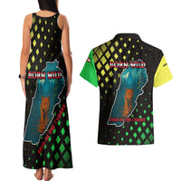 Lebanon Wild Cedar Forest Couples Matching Tank Maxi Dress and Hawaiian Shirt with Leopard and National Map Design
