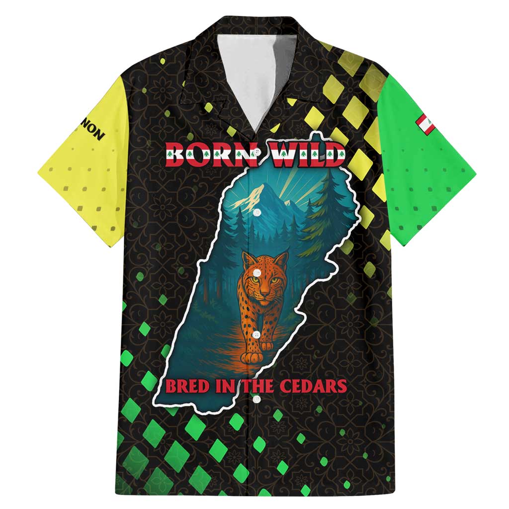 Lebanon Wild Cedar Forest Family Matching Mermaid Dress and Hawaiian Shirt with Leopard and National Map Design
