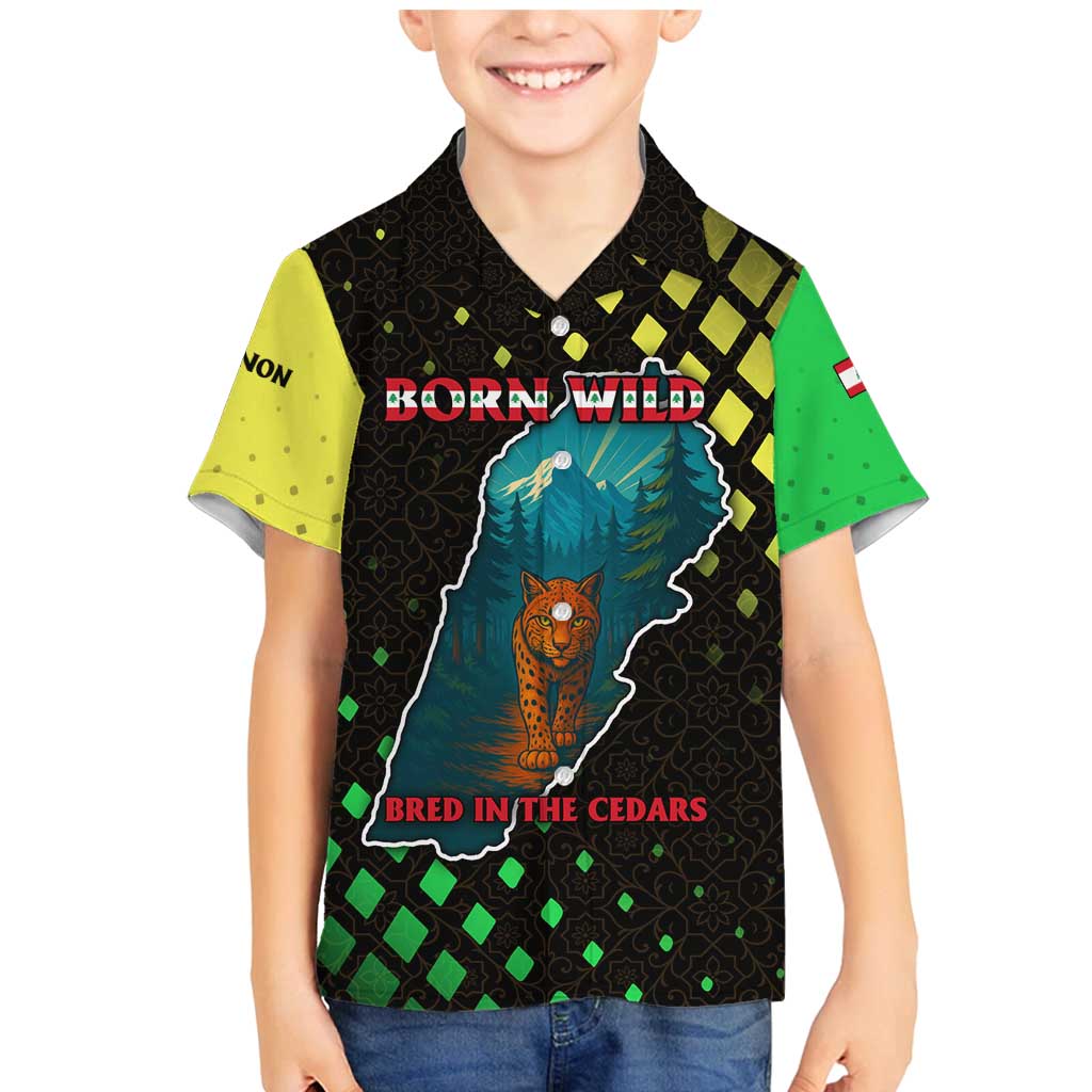 Lebanon Wild Cedar Forest Family Matching Mermaid Dress and Hawaiian Shirt with Leopard and National Map Design