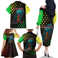 Lebanon Wild Cedar Forest Family Matching Off The Shoulder Long Sleeve Dress and Hawaiian Shirt with Leopard and National Map Design
