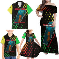 Lebanon Wild Cedar Forest Family Matching Off Shoulder Maxi Dress and Hawaiian Shirt with Leopard and National Map Design