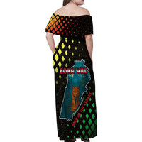 Lebanon Wild Cedar Forest Family Matching Off Shoulder Maxi Dress and Hawaiian Shirt with Leopard and National Map Design