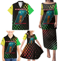 Lebanon Wild Cedar Forest Family Matching Puletasi and Hawaiian Shirt with Leopard and National Map Design