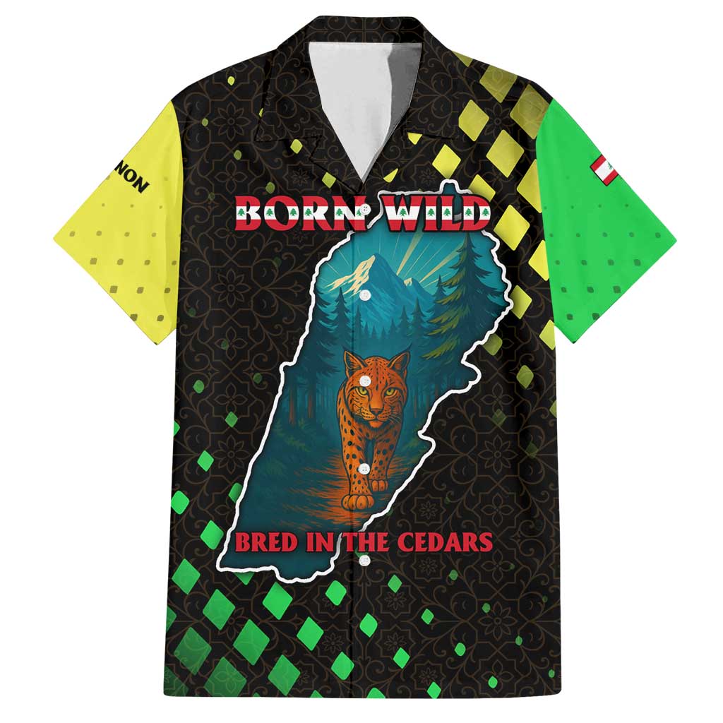 Lebanon Wild Cedar Forest Family Matching Puletasi and Hawaiian Shirt with Leopard and National Map Design