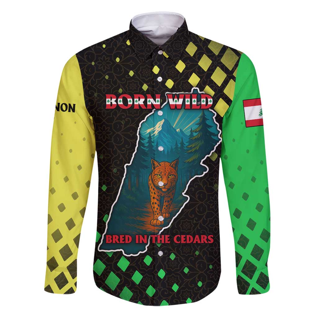 Lebanon Wild Cedar Forest Family Matching Puletasi and Hawaiian Shirt with Leopard and National Map Design