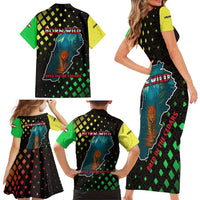 Lebanon Wild Cedar Forest Family Matching Short Sleeve Bodycon Dress and Hawaiian Shirt with Leopard and National Map Design