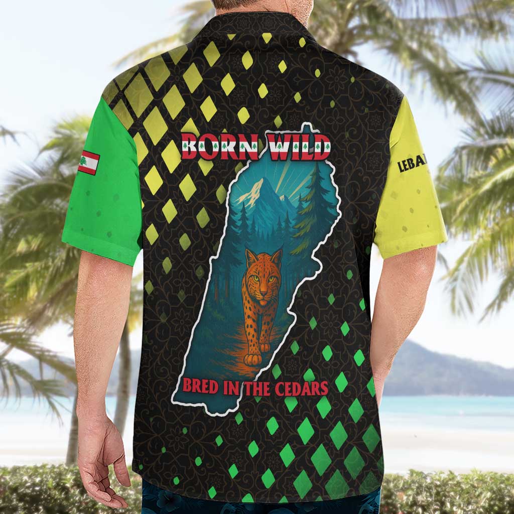Lebanon Wild Cedar Forest Hawaiian Shirt with Leopard and National Map Design