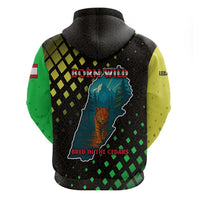 Lebanon Wild Cedar Forest Hoodie with Leopard and National Map Design