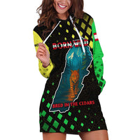 Lebanon Wild Cedar Forest Hoodie Dress with Leopard and National Map Design