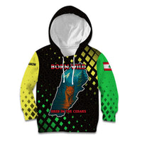 Lebanon Wild Cedar Forest Kid Hoodie with Leopard and National Map Design