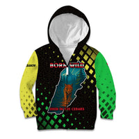 Lebanon Wild Cedar Forest Kid Hoodie with Leopard and National Map Design