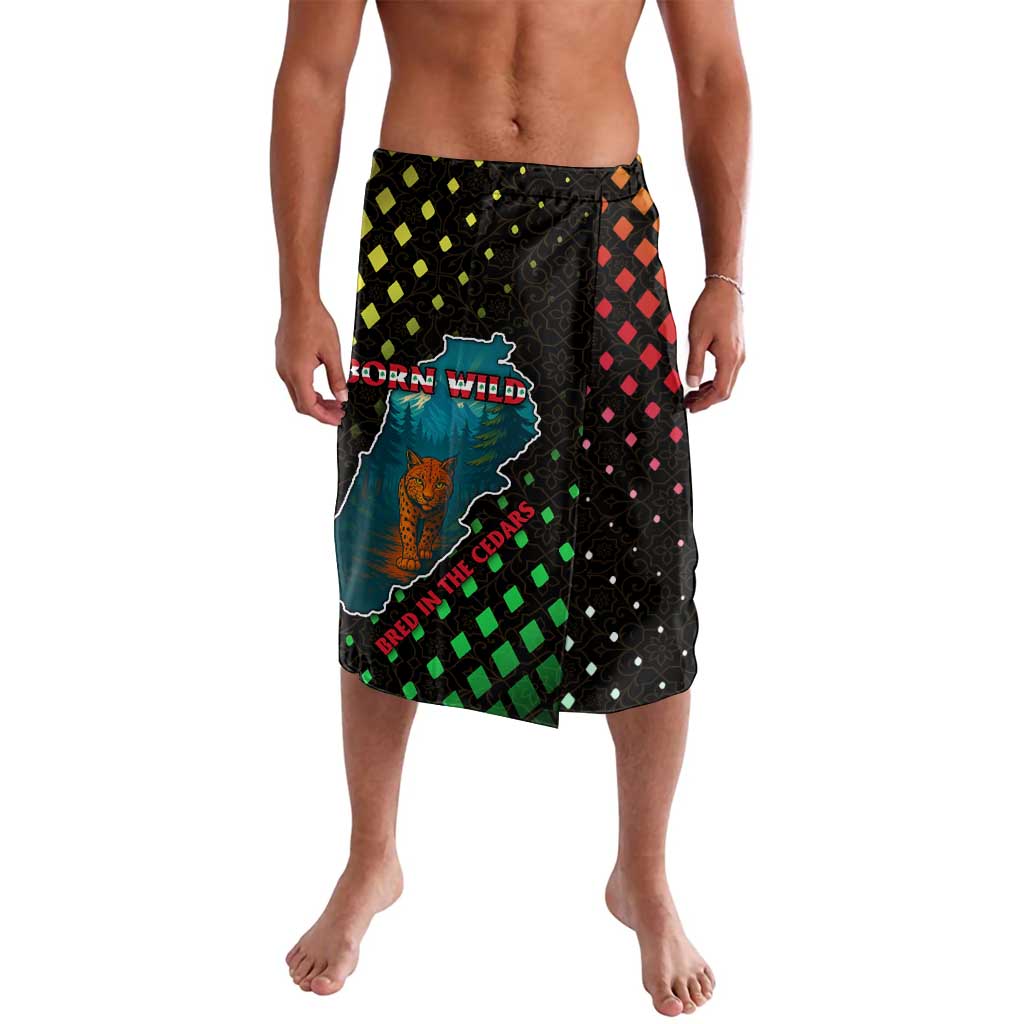 Lebanon Wild Cedar Forest Lavalava with Leopard and National Map Design