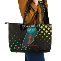 Lebanon Wild Cedar Forest Leather Tote Bag with Leopard and National Map Design