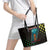 Lebanon Wild Cedar Forest Leather Tote Bag with Leopard and National Map Design