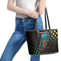 Lebanon Wild Cedar Forest Leather Tote Bag with Leopard and National Map Design