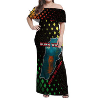 Lebanon Wild Cedar Forest Off Shoulder Maxi Dress with Leopard and National Map Design