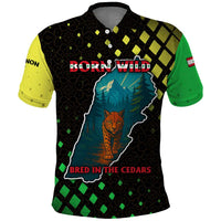 Lebanon Wild Cedar Forest Polo Shirt with Leopard and National Map Design
