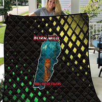 Lebanon Wild Cedar Forest Quilt with Leopard and National Map Design