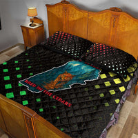 Lebanon Wild Cedar Forest Quilt Bed Set with Leopard and National Map Design