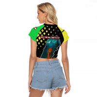 Lebanon Wild Cedar Forest Raglan Cropped T Shirt with Leopard and National Map Design