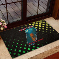 Lebanon Wild Cedar Forest Rubber Doormat with Leopard and National Map Design