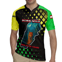 Lebanon Wild Cedar Forest Rugby Jersey with Leopard and National Map Design