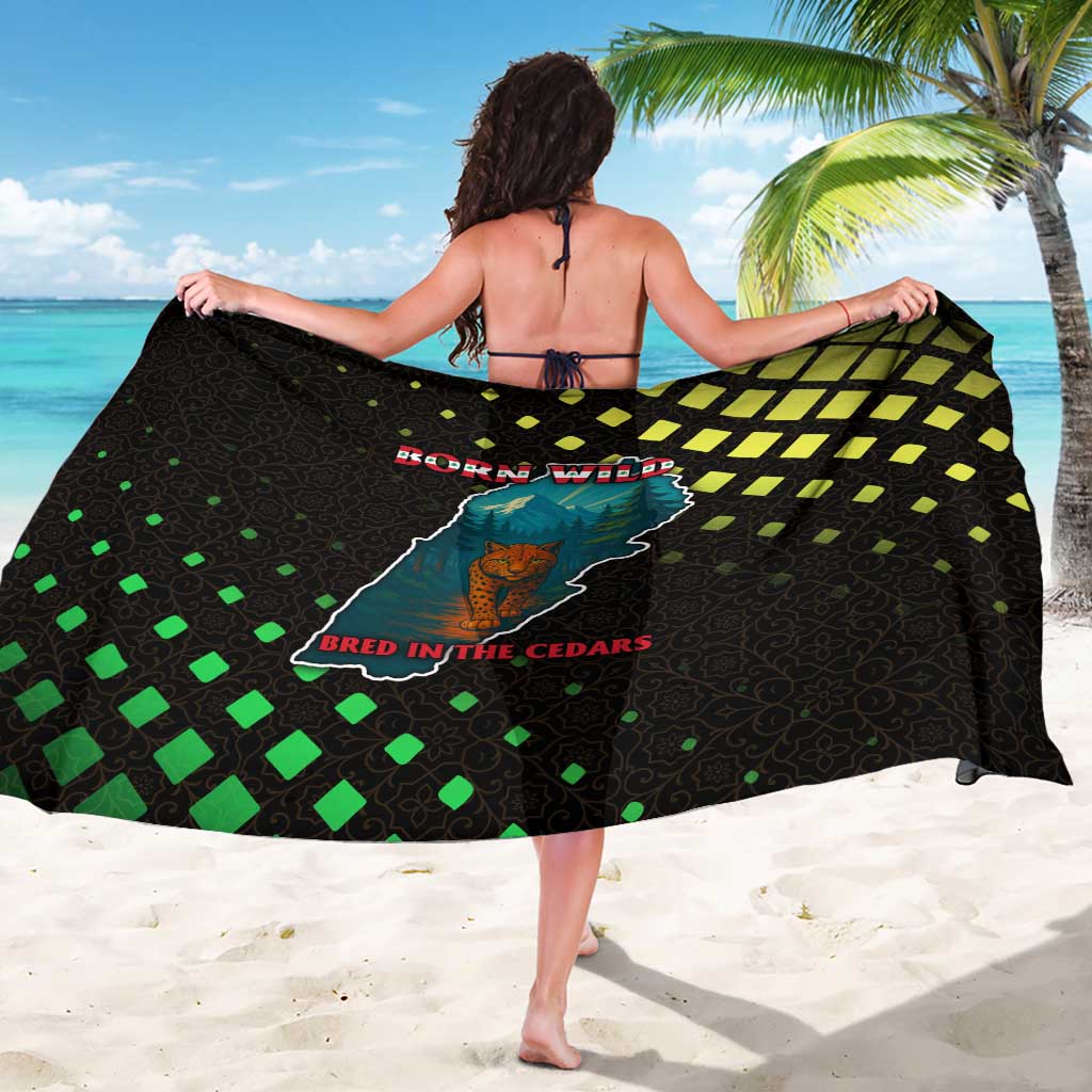 Lebanon Wild Cedar Forest Sarong with Leopard and National Map Design