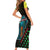 Lebanon Wild Cedar Forest Short Sleeve Bodycon Dress with Leopard and National Map Design