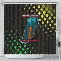 Lebanon Wild Cedar Forest Shower Curtain with Leopard and National Map Design