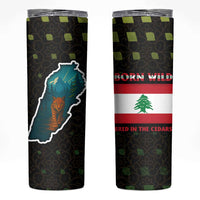 Lebanon Wild Cedar Forest Skinny Tumbler with Leopard and National Map Design