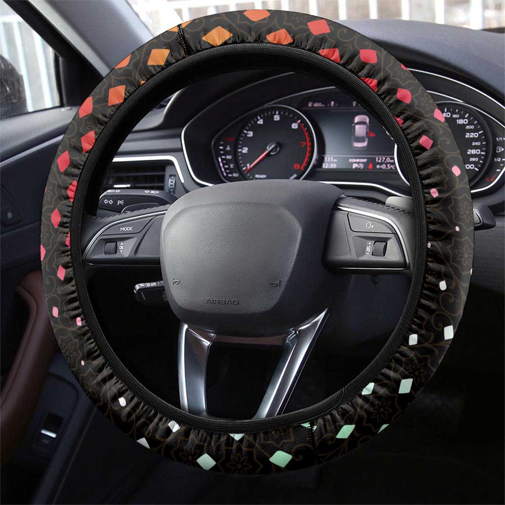 Lebanon Wild Cedar Forest Steering Wheel Cover with Leopard and National Map Design