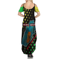 Lebanon Wild Cedar Forest Summer Maxi Dress with Leopard and National Map Design