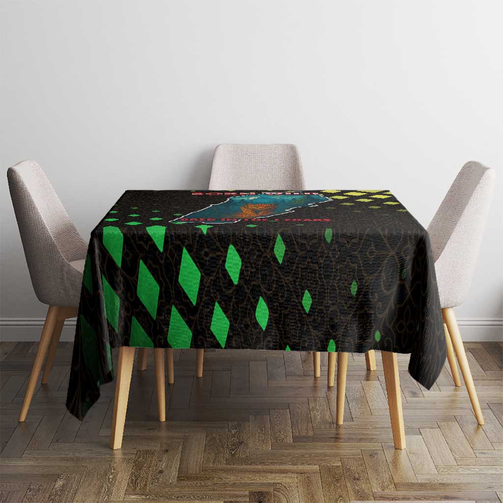 Lebanon Wild Cedar Forest Tablecloth with Leopard and National Map Design