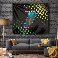 Lebanon Wild Cedar Forest Tapestry with Leopard and National Map Design