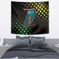 Lebanon Wild Cedar Forest Tapestry with Leopard and National Map Design