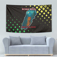 Lebanon Wild Cedar Forest Tapestry with Leopard and National Map Design